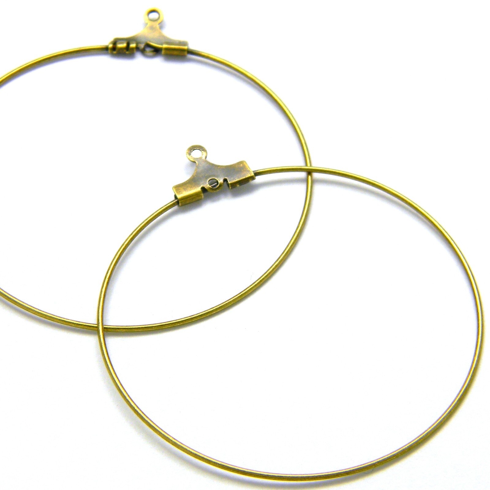 2 Big Antique Bronze Plated Metal 40mm Round Hoop Chandelier Earring Findings