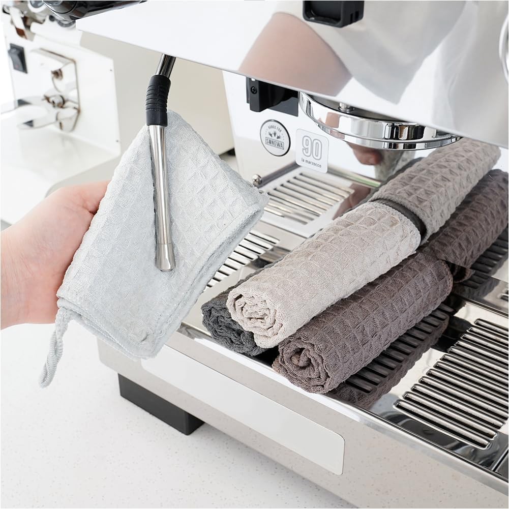 watchget Barista Microfiber Cloths - 4 Pack 4 12"x12", Four Color