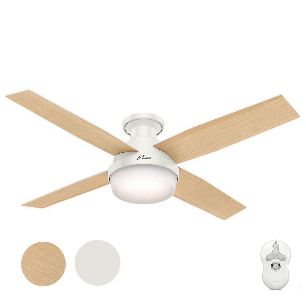 Hunter Fan 52 inch Fresh White Indoor Ceiling Fan with Light and 4 Blades