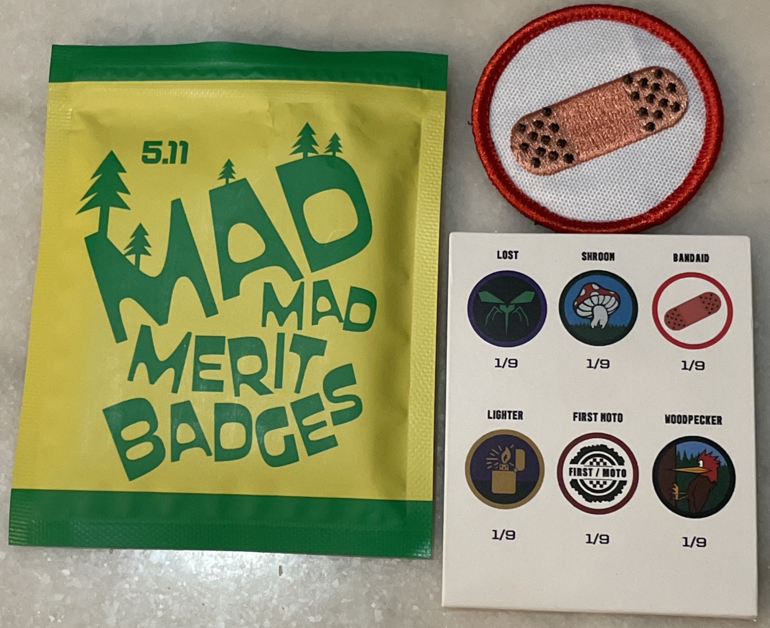 5.11 TACTICAL FIRST MOTO PATCH MAD MAD MERIT BADGES BLIND PACK SEASON 1