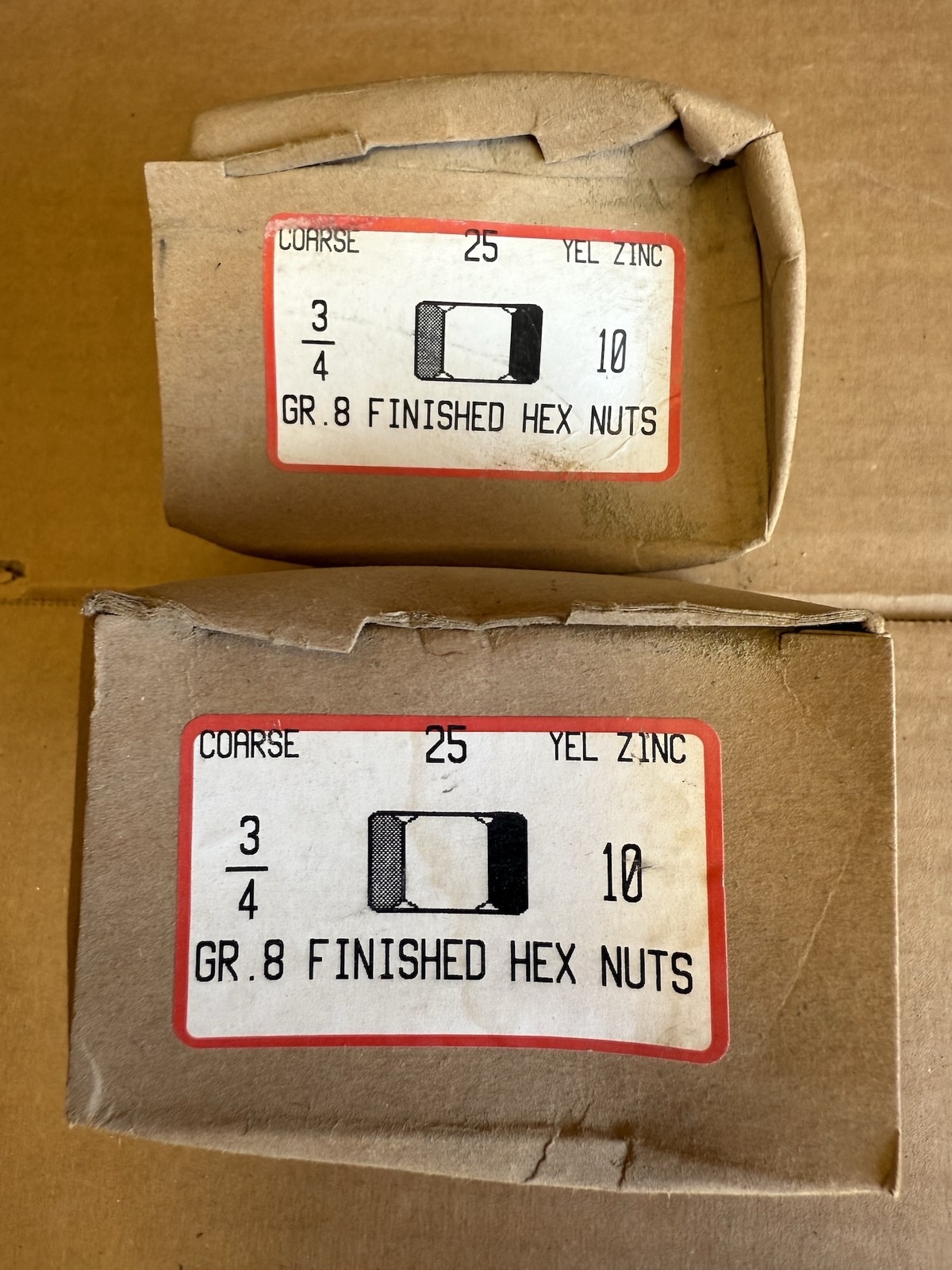 New NOS 50 3/4" Course Grade 8 Finished Hex Nuts Yellow Zinc