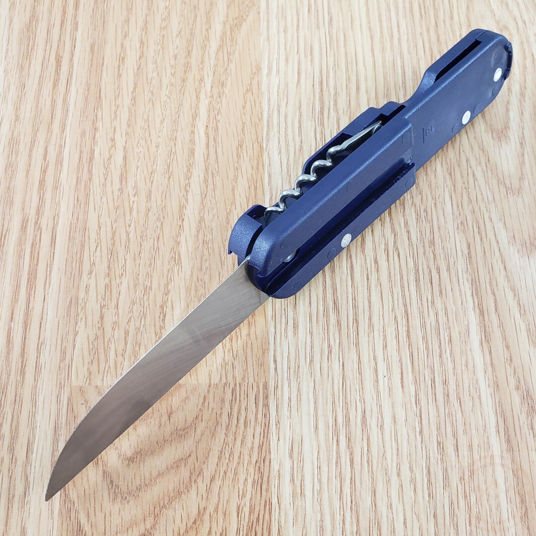 TB Outdoor Bivouac Multi Tool Corkscrew Large/Small Blade Spoon Fork Blue Handle