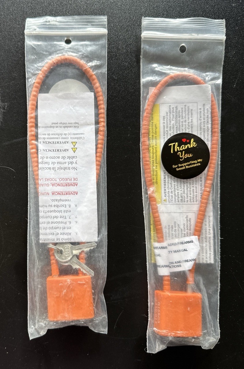 Firearm Gun Safety Cable Lock Brand New  15" X2 Locks