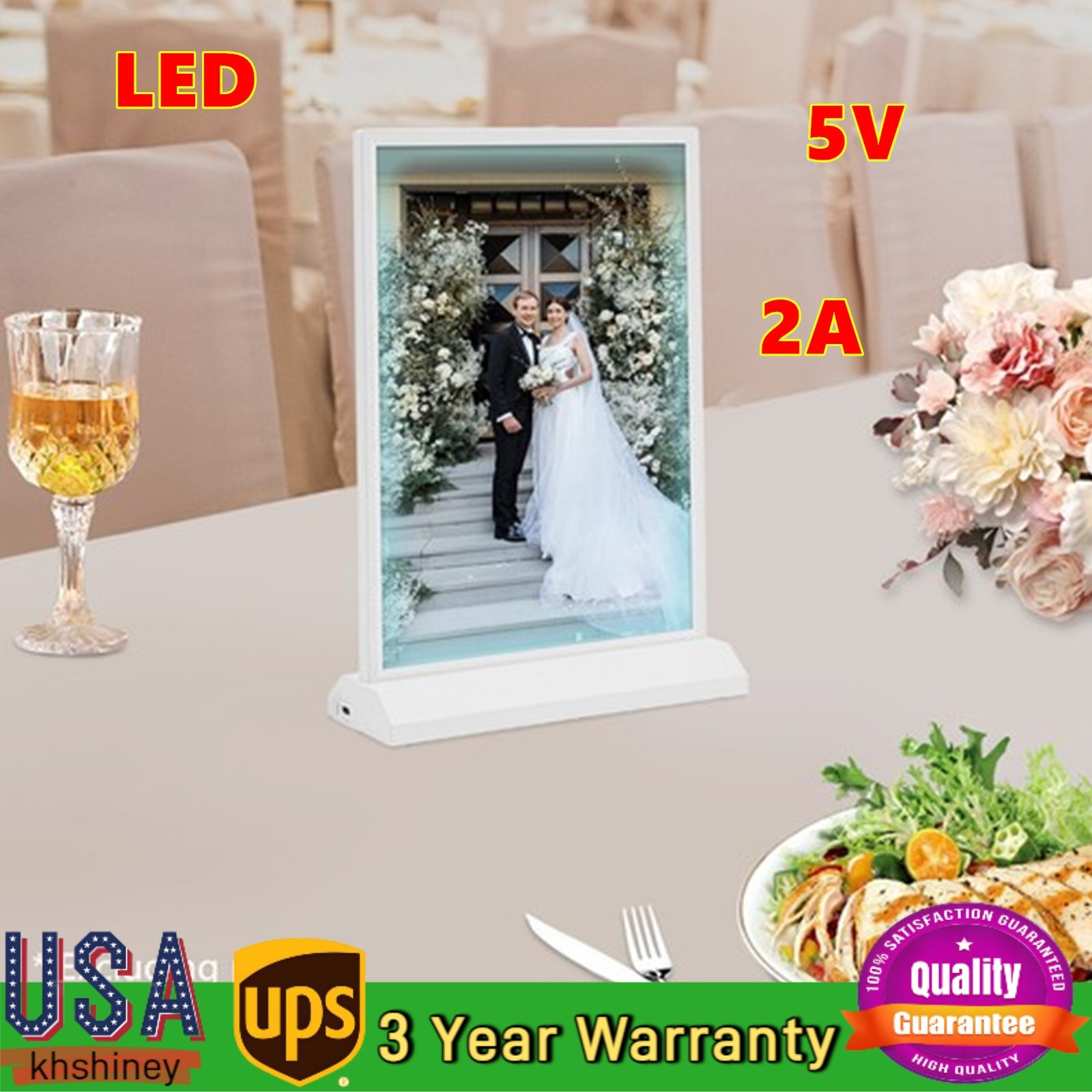 Tabletop LED Sign Holder, Desktop Advertising Holder, Light Up Menu Holder