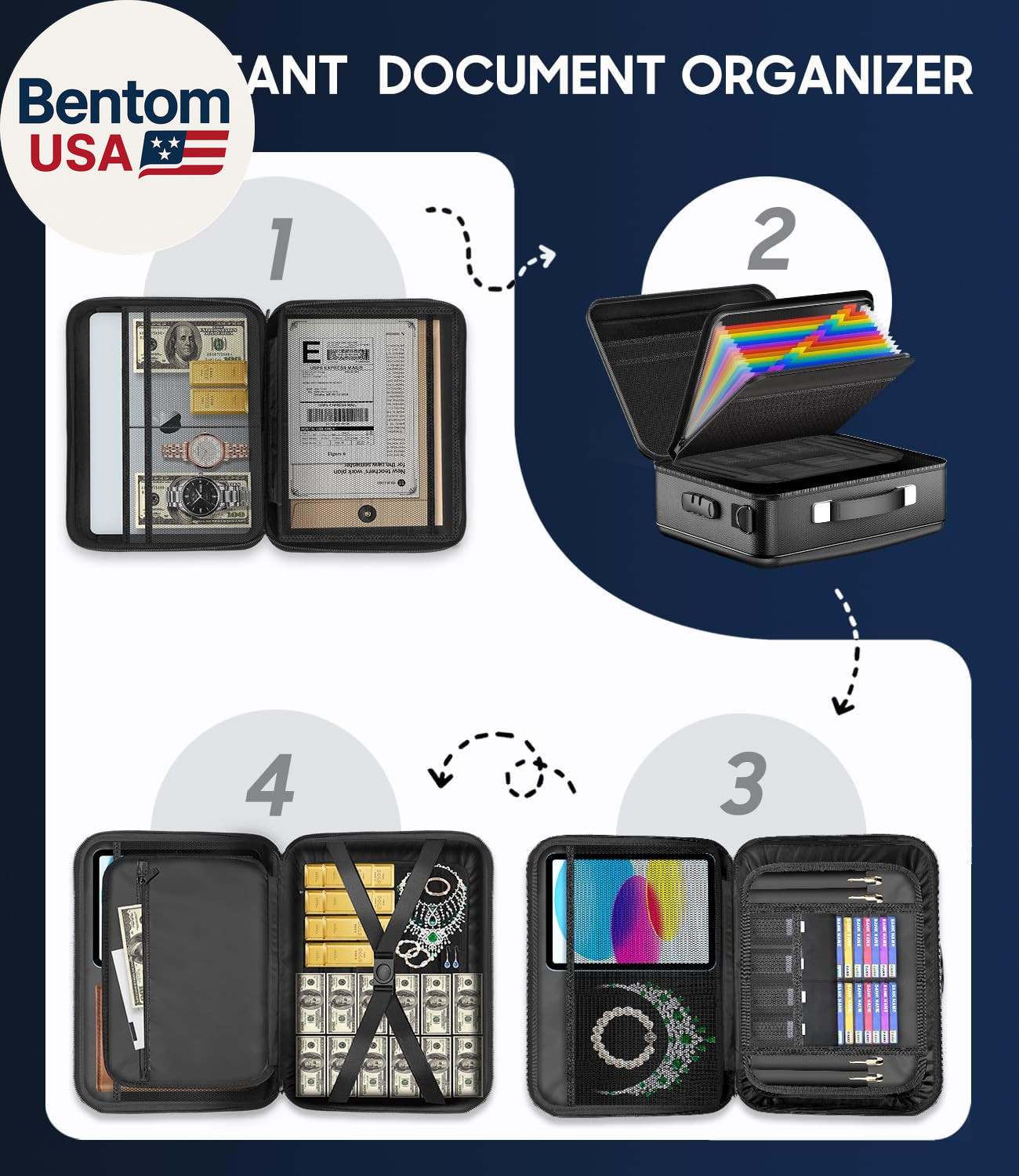 Fireproof Document Box with Lock, Hard-Shell Fireproof Safe for Home Documents,