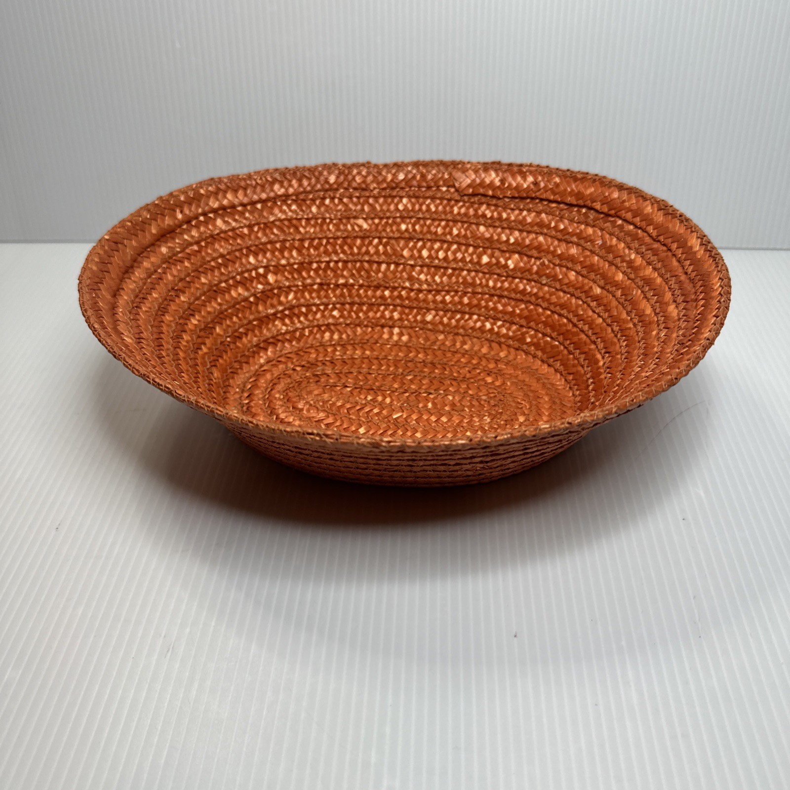Woven Straw Basket/Bowl Orange Made In Italy 9.5” X 8”x 3”