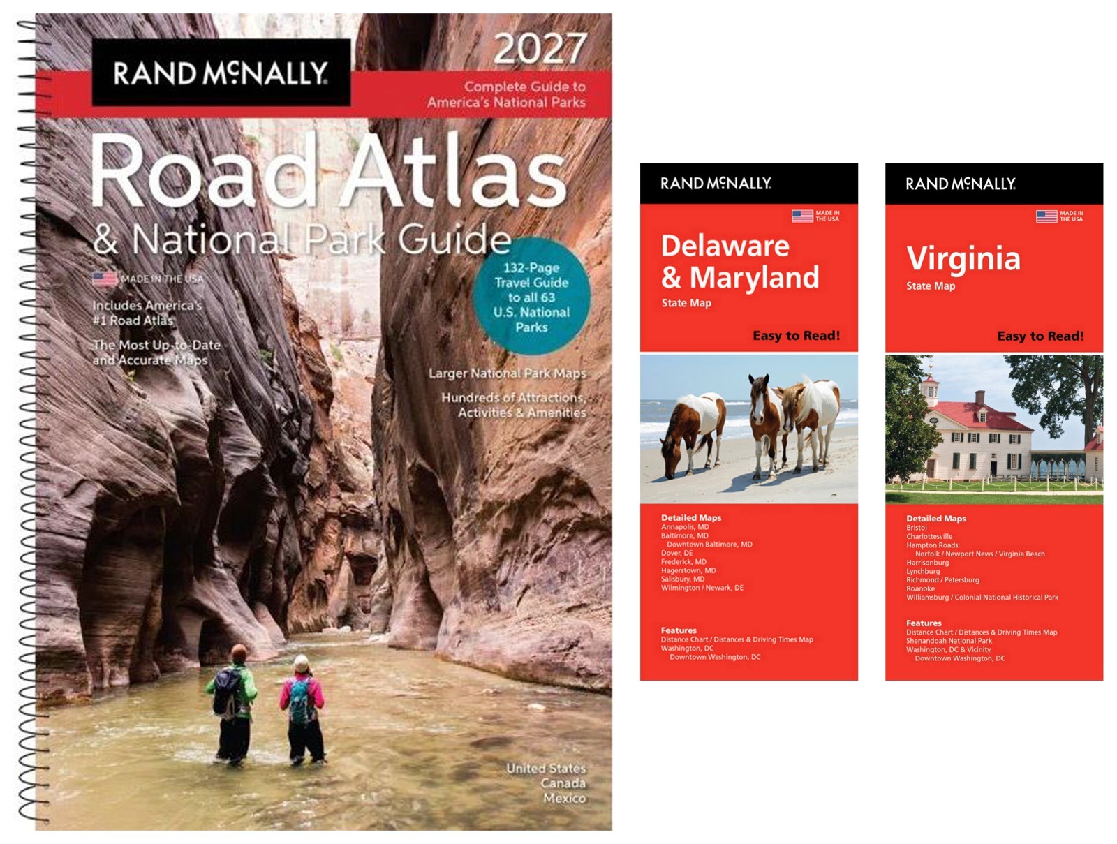 Rand McNally 2027 Road Atlas & National Park Guide +Easy-to-Read DE/MD & VA Maps