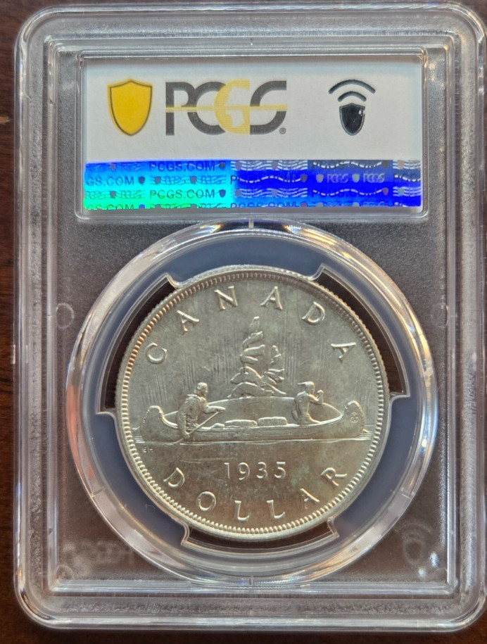 1935 Canada Silver (.800) Dollar • PCGS NFC MS-63 • George V • Key Date!