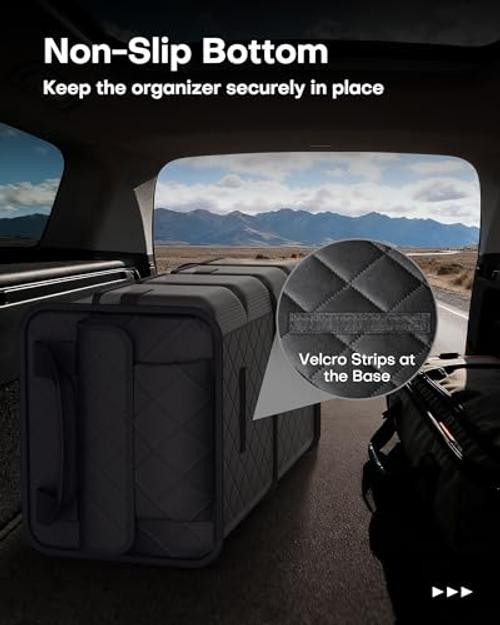 SUV Trunk Organizer - Foldable & Portable Car Organizers - Medium Black