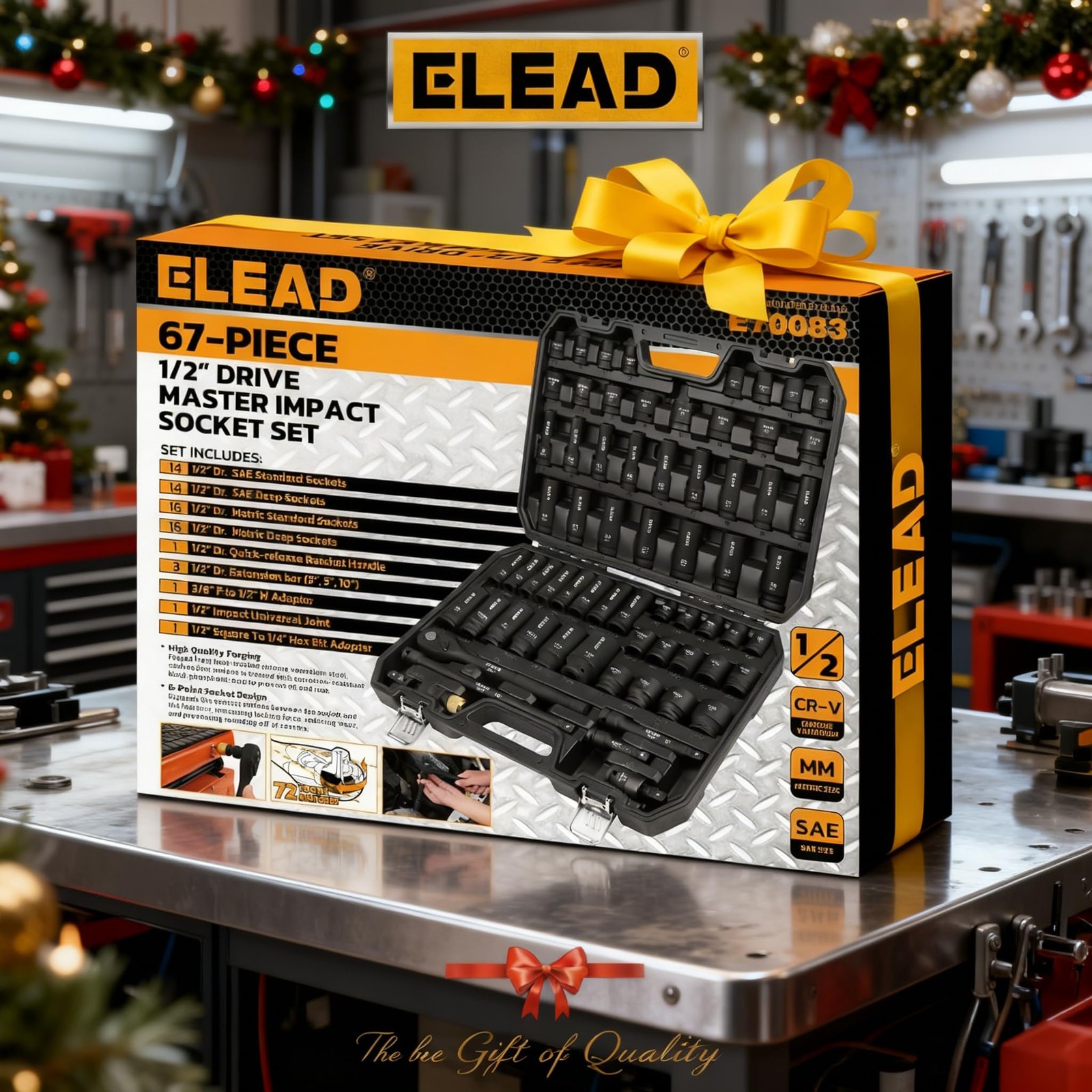 ELEAD 67 Piece 1/2" Drive Deep Impact 67pcs 1/2'' Socket Set
