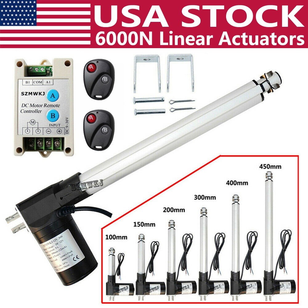 12V Linear Actuator W/ Remote Controller Electric DCMotor 6000N 1320lbs Max Lift