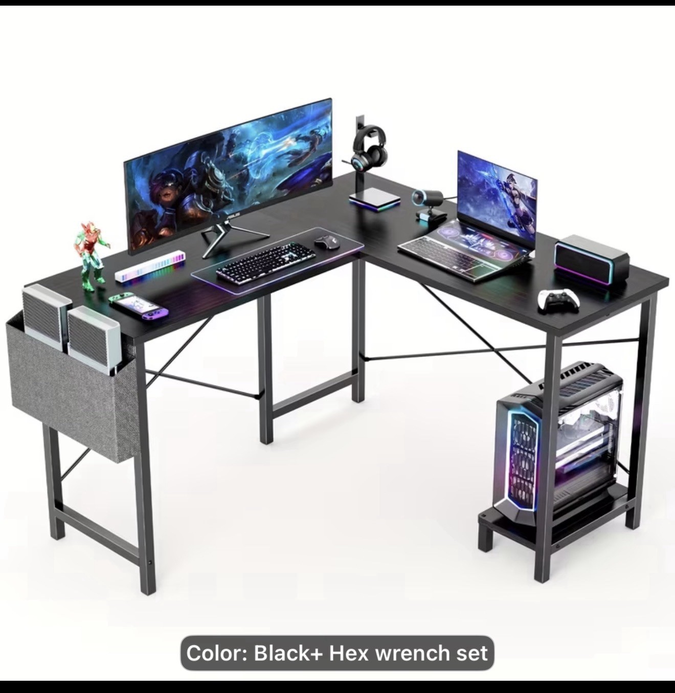 Office Shared Space 50Inch L Shaped Computer Desk - Gaming Table Corner Desk PC