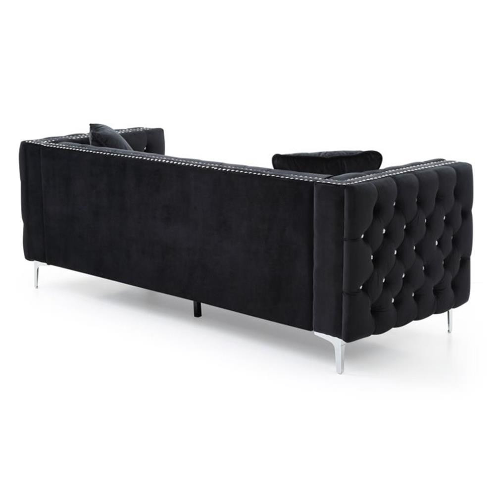 Glory Furniture Paige Velvet Sofa in Black
