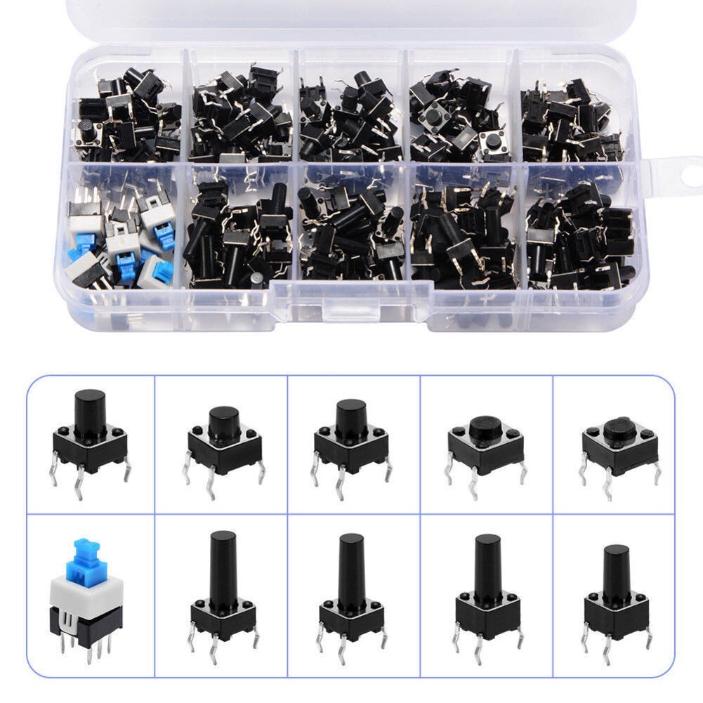Push Button Tactile Switch Kit 180 Pieces Boxed for Electronic Equipment Repair