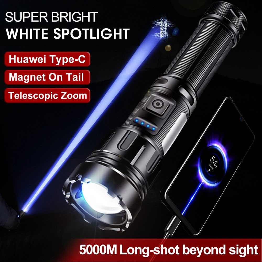 1200000LM LED Flashlight Zoom Light Super Bright Torch USB Rechargeable Lamp USA