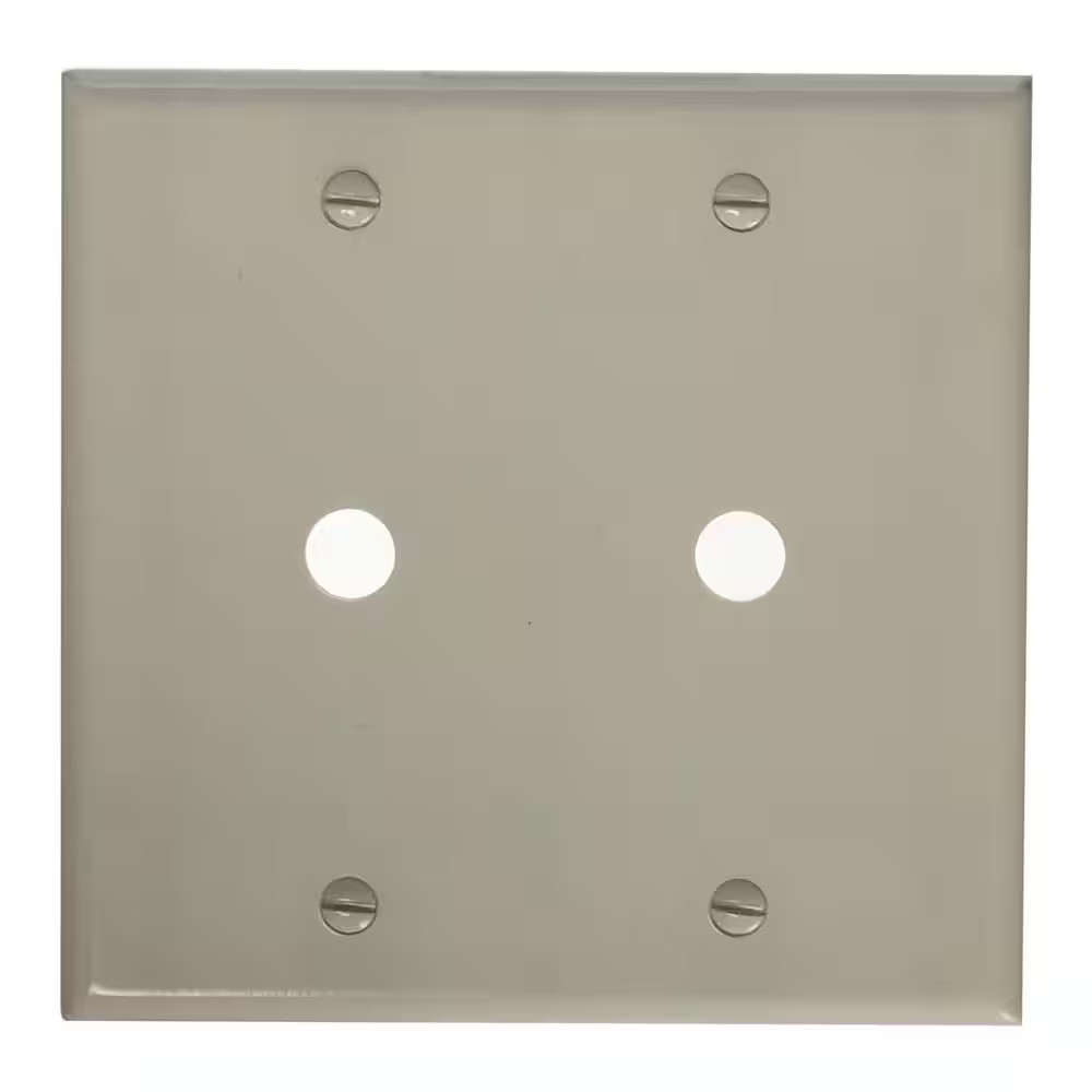 2-Gang White 0.406 In. Phone/Cable Plastic Box Mount Standard Wall Plate (1-Pack