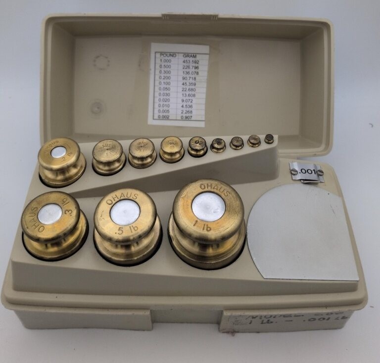 Vintage Ohaus STO-A-WEIGH Brass Calibration Weight 12 pcs Set