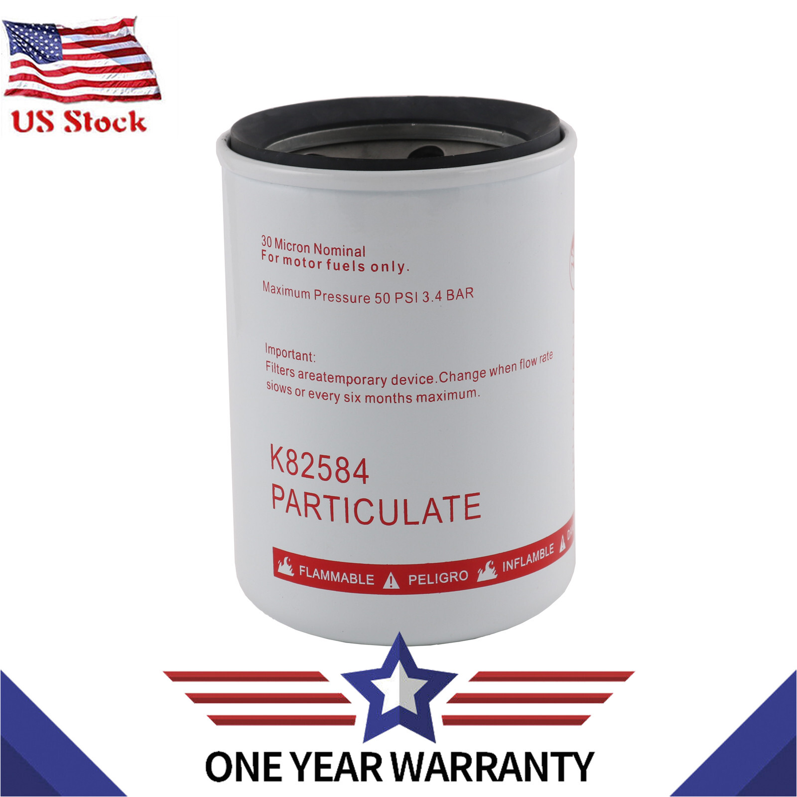 Spin-on 30 Micron Fuel Filter Element 25 GPM Disel Gasoline 50 PSI