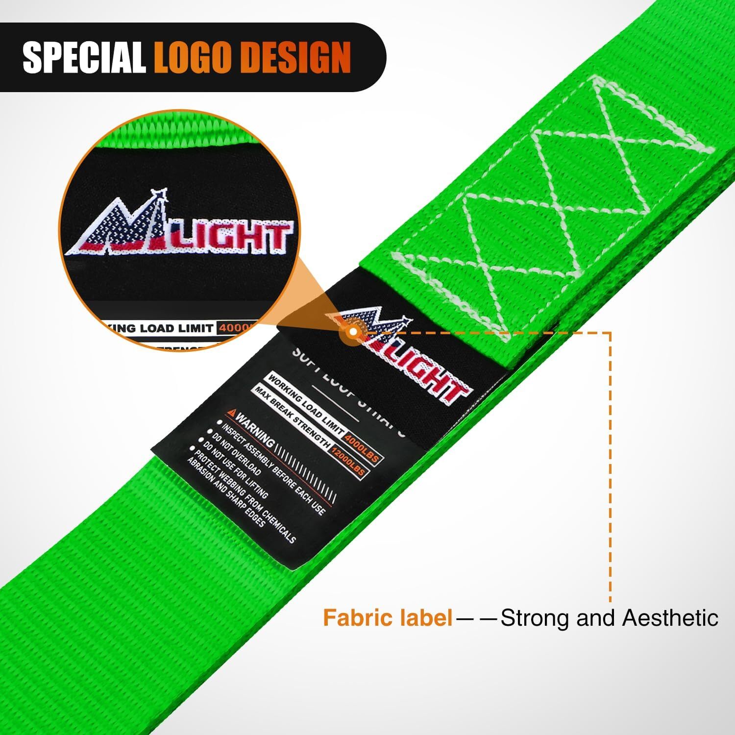 Nilight Motorcycle Tie Down Straps Max Break Strength 12000Lbs Green