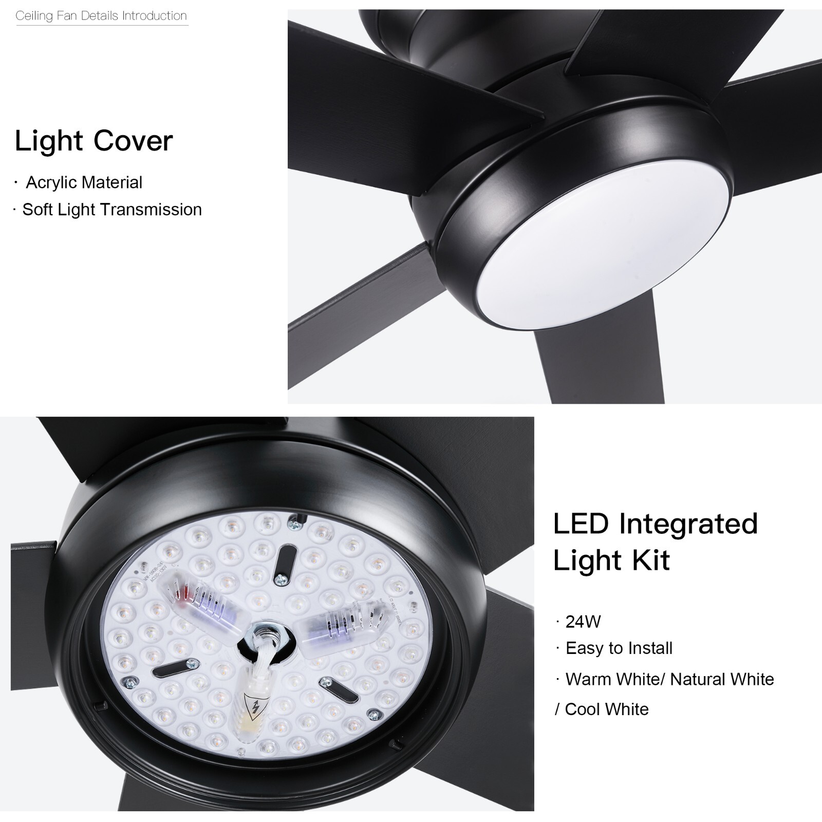 52" Low Profile Ceiling Fan with Lights