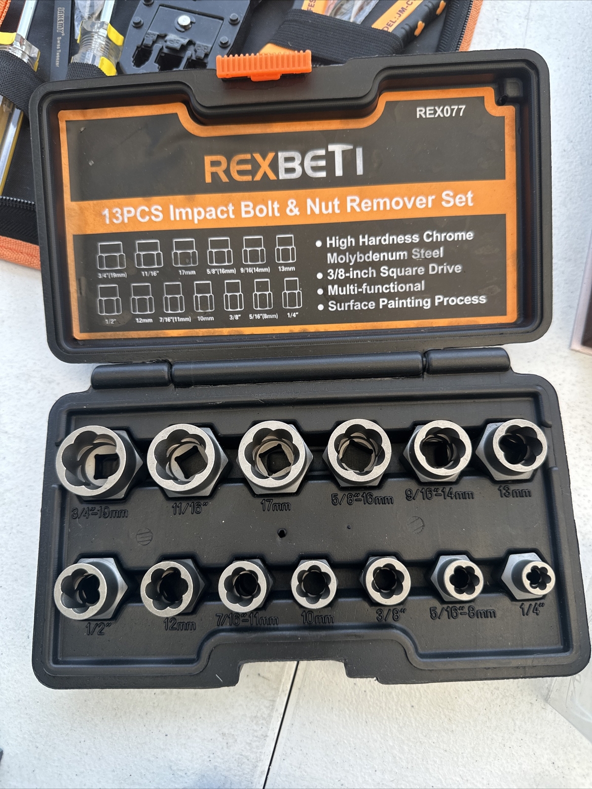 Rexbeti Impact Bolt & Nut Remover Set, 13 Pieces Bolt Extractor Tool Set With So