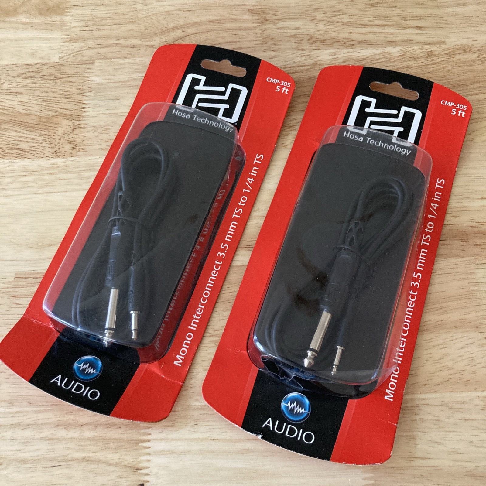 2X Hosa CMP-305 3.5mm Mono TS to 1/4" TS CABLE - 5FT - PERFECT CIRCUIT
