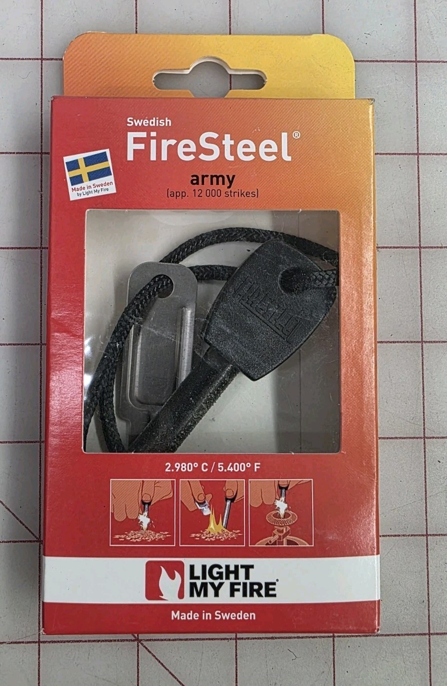 Light My Fire Swedish Original FireSteel Army 12,000 Strike Fire Starter Black