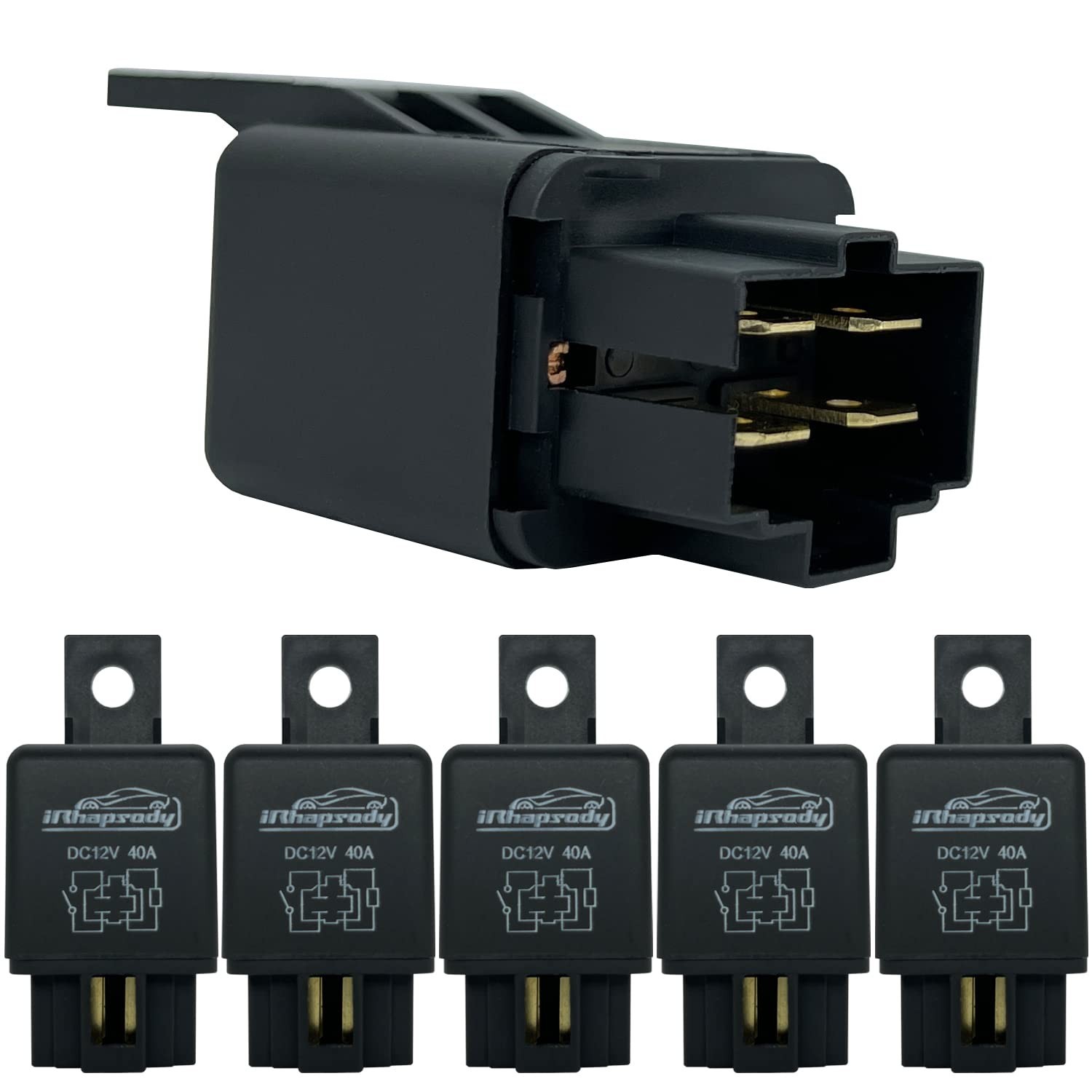 12vdc 40amp 4-pin Replacement Relay, 5pcs SPST Automotive Starter Relays