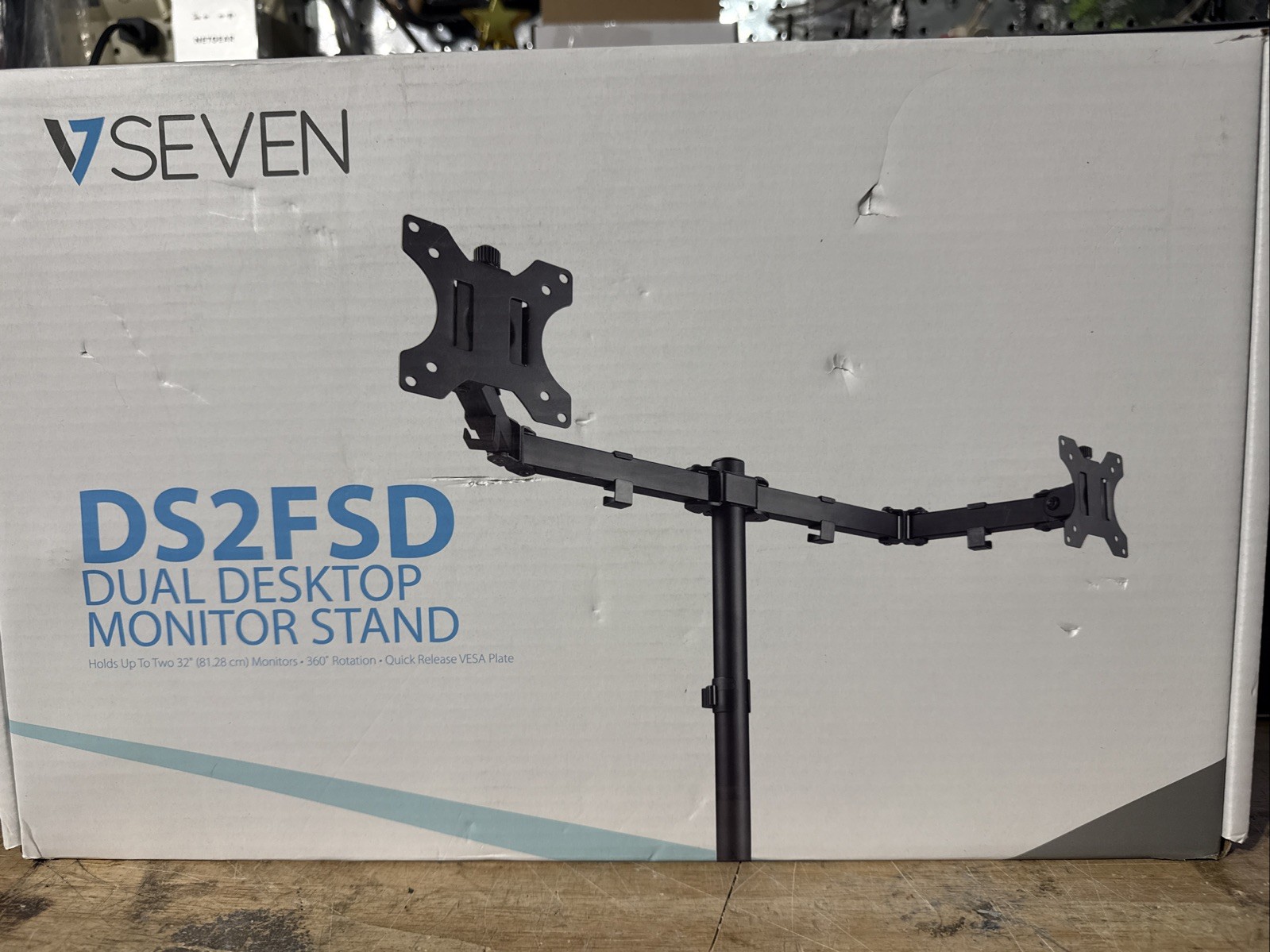 V7 Dual Desktop Monitor Stand DS2FSD-2N up to 32" New! Sealed Box