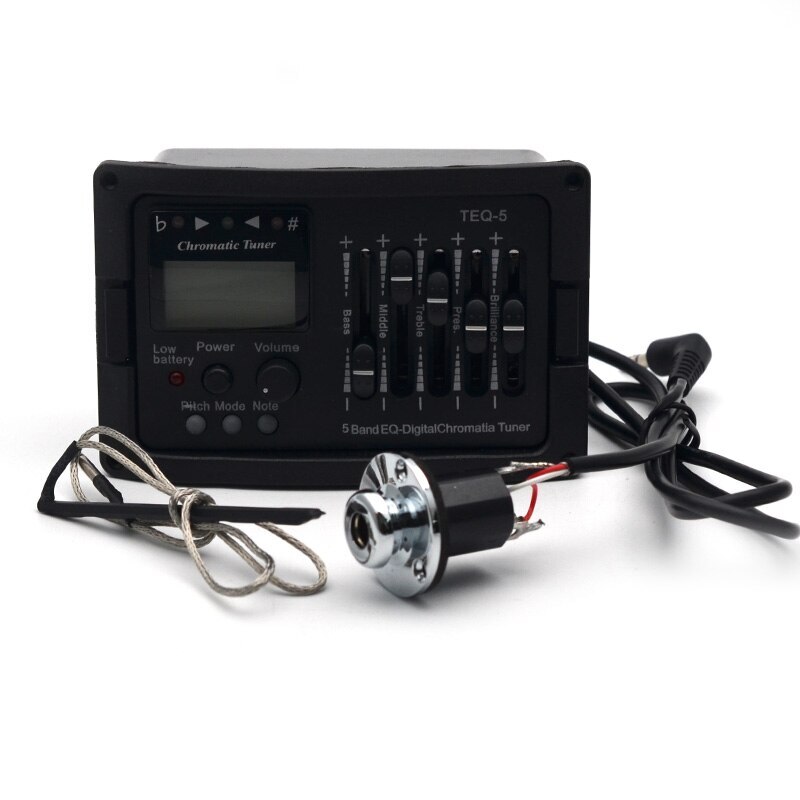 Acoustic Guitar Pickups 5-Bands EQ Tuner Preamp Piezo Pickups with Endpin Cover