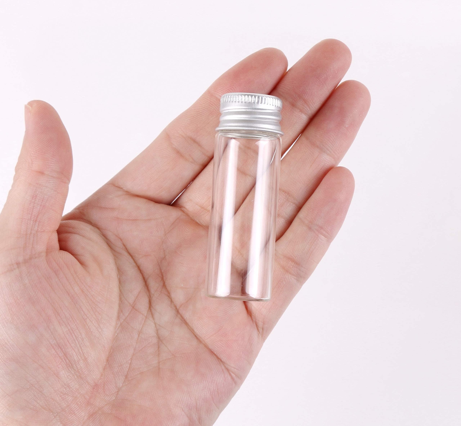 MaxMau 100 Tiny Glass Bottles Clear Small Vials 15ml Empty Mini Jars with