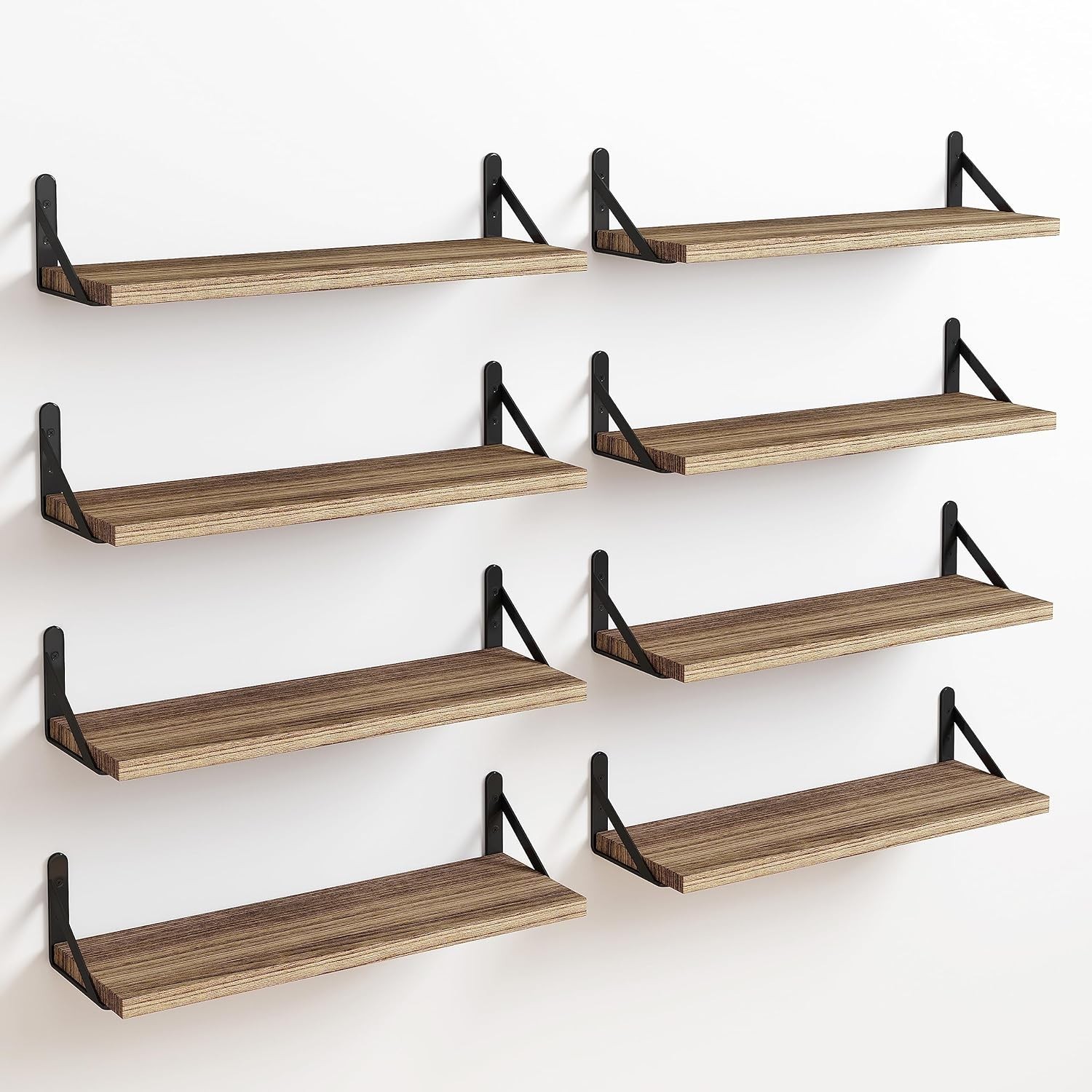 Fixwal Floating Shelves Width 4.7in Rustic Wood Wall Large, Carbonized Black