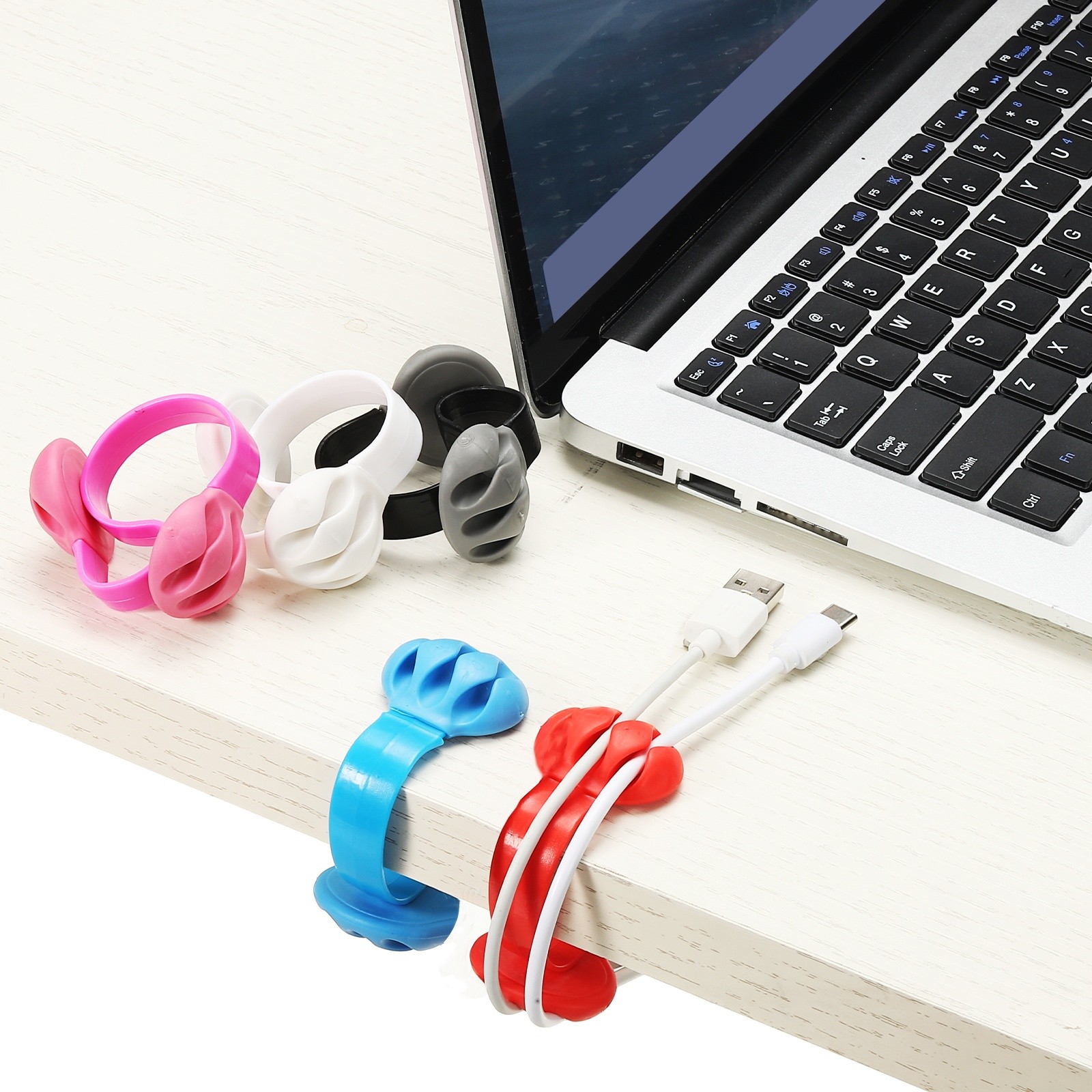 Cable Clips, 6 Pcs Desk Cord Organizer Wire Holders, Orange
