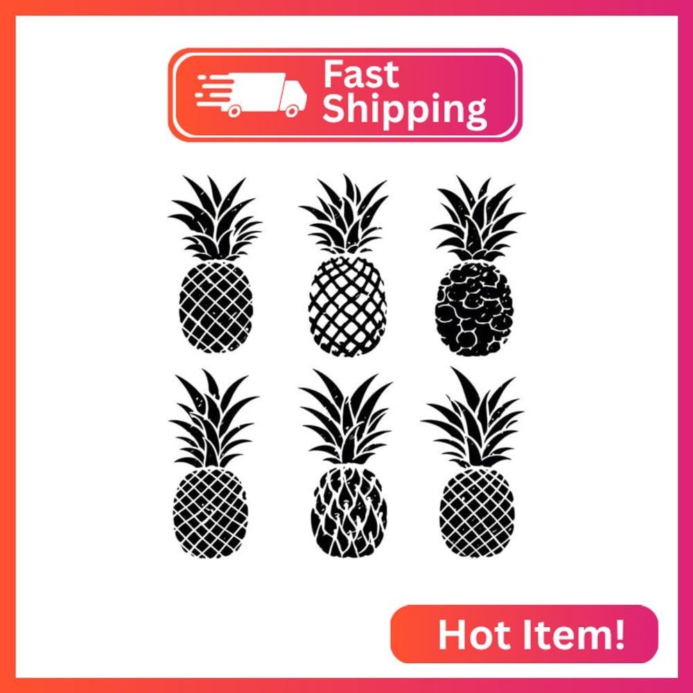 Dopetattoo 6 sheets Temporary Tattoo for Men and Women Pineapple Black Sketch Ha