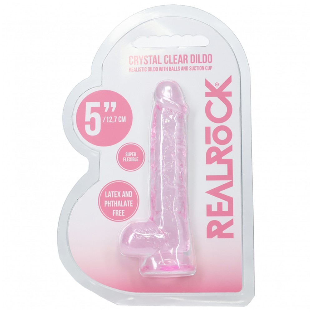 Realrock Realistic Dildo With Balls 5" Pink