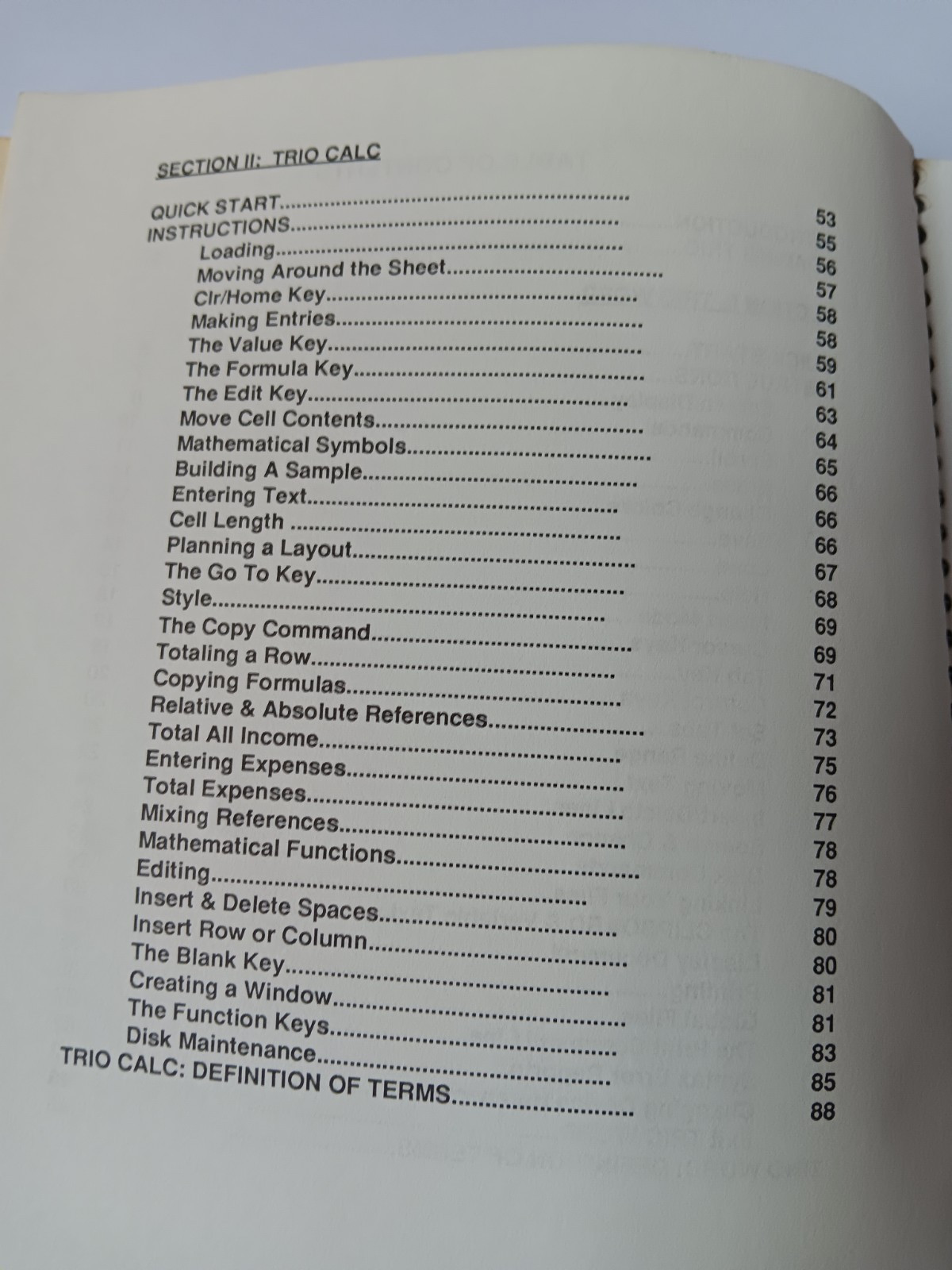 Trio The Integrated Word Processor Spreadsheet Database Manual Guide Softsync