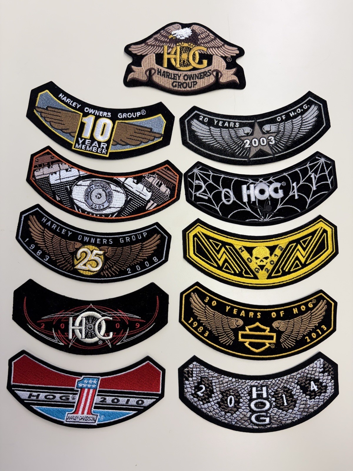 Lot Of 11 HOG Harley Davidson Patches Owners Group Motorcycle  Iron On Vest