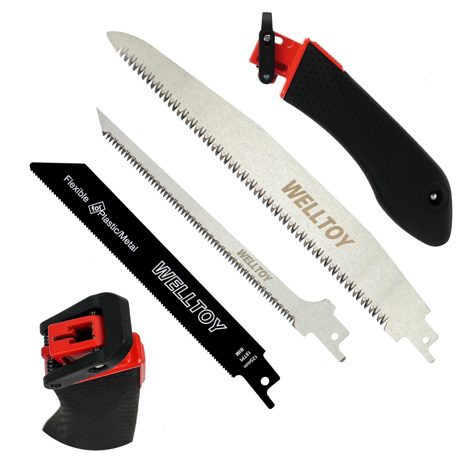 3-in-1 Multi Blades Hand Saw,18 TPI Bi-Metal blade,Drywall Saw with TPR Handl...