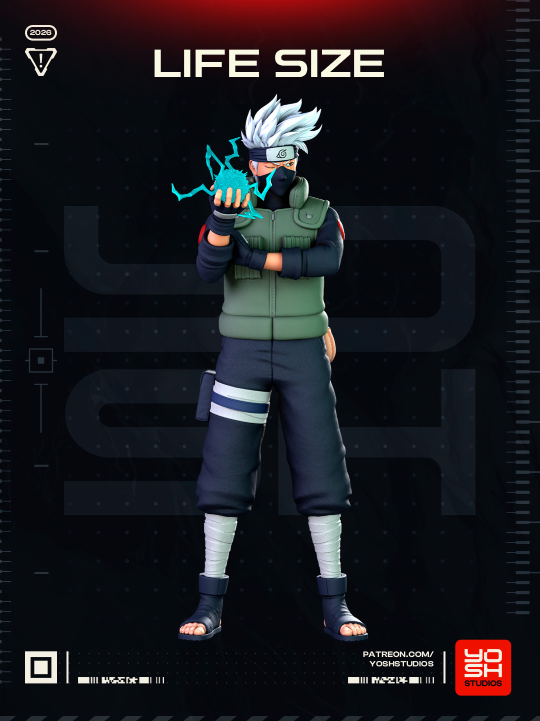 Kakashi Life Size  NARUTO 5'9 Feet N Color 3D Printed Pick Your Style