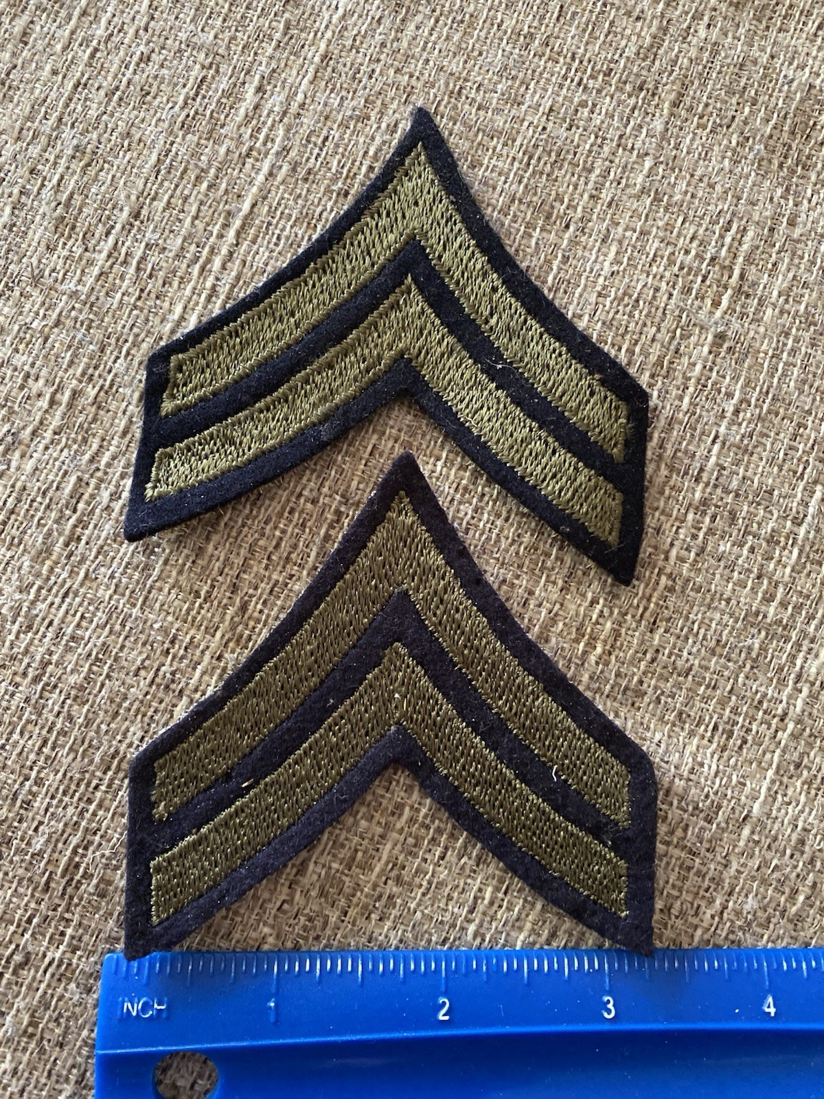 Pair Of WWII Army Felt Corporal Enlisted Rank Patches INV16727