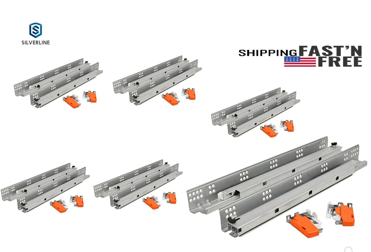 SILVERLINE Undermount Drawer Slide 75 lb Soft Closing Full  Extension 6 Pairs