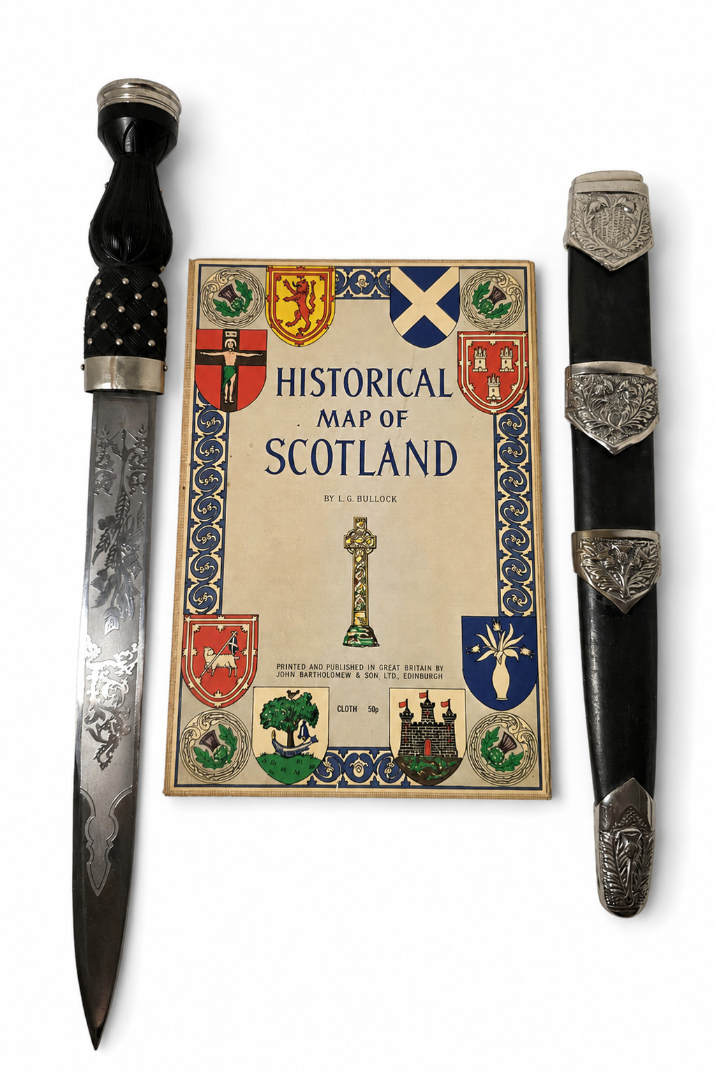Mid- to late-20th-century Scottish Ceremonial Dirk w/ Historical Map