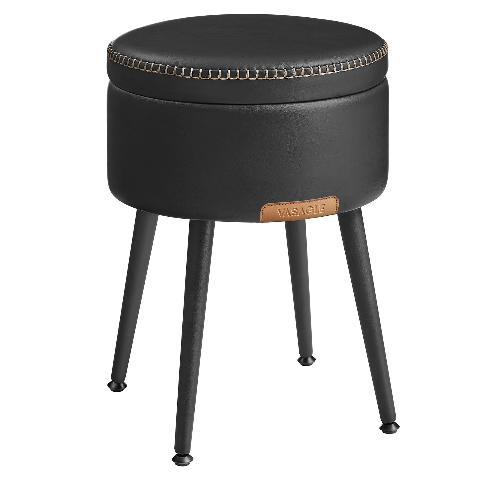 EKHO Collection - Storage Ottoman, Vanity Chair Stool, Synthetic Leather with...