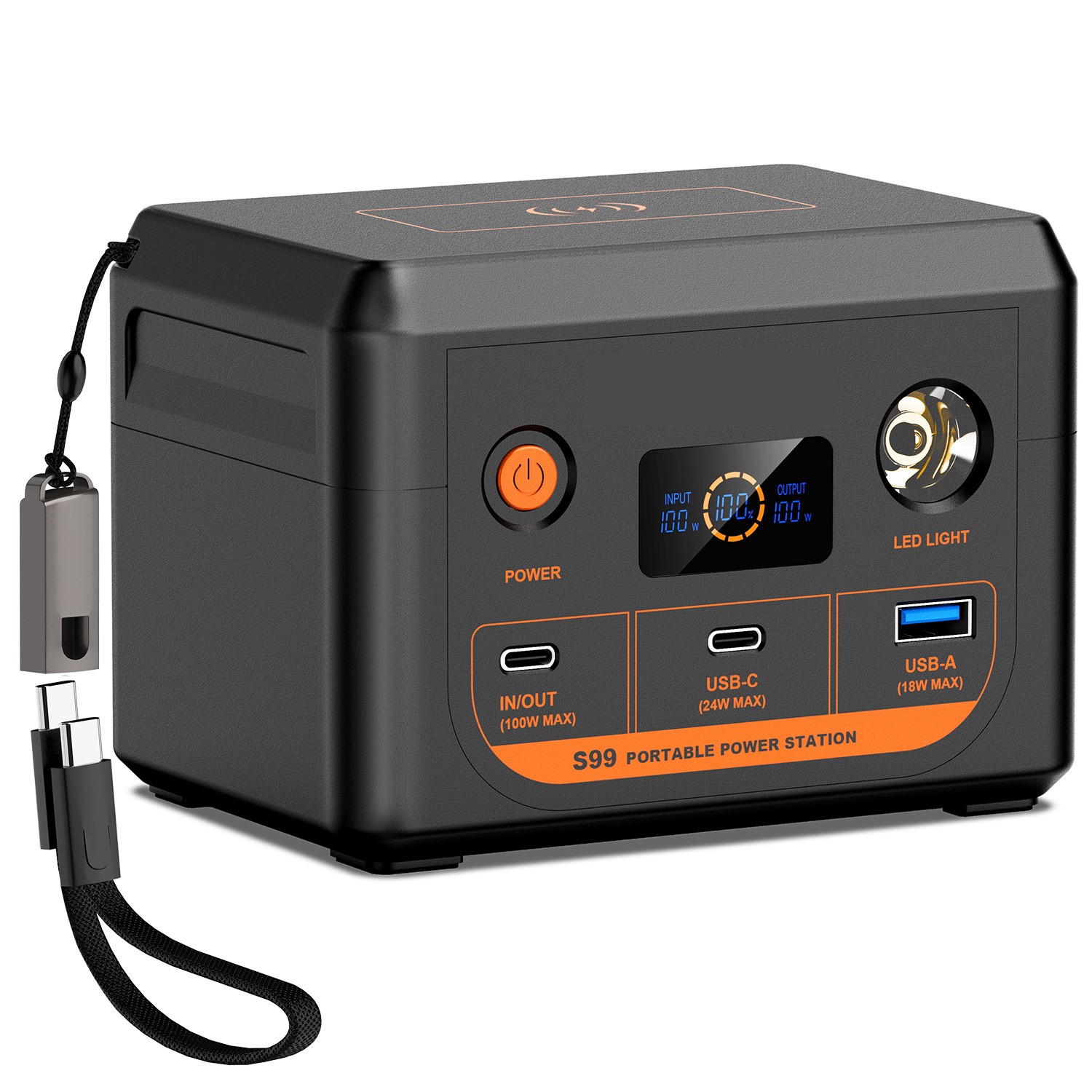 100W Power Station 96Wh LiFePO4 Power Bank Laptop Phone Charger Battery Backup