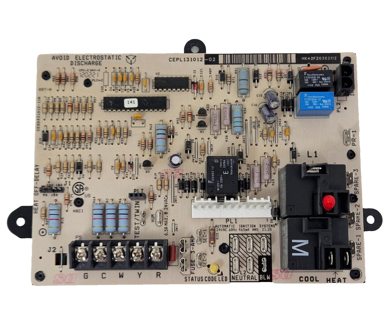 HK42FZ036 GUARANTEED WORKING TESTED Furnace Control Board CEPL131012-02