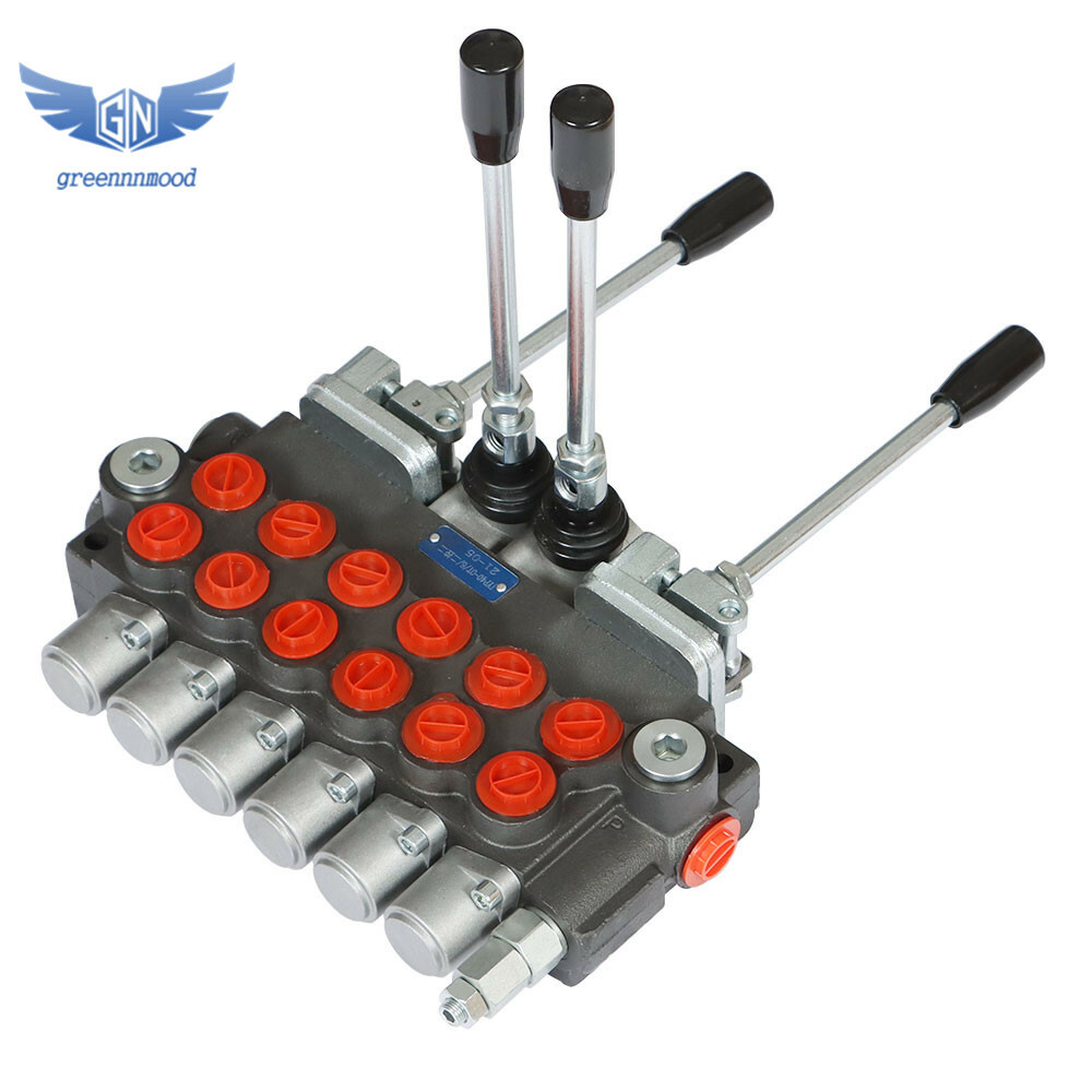 Hydraulic Backhoe Directional Control Valve w/ 2 Joysticks, 6 Spool, 11 GPM