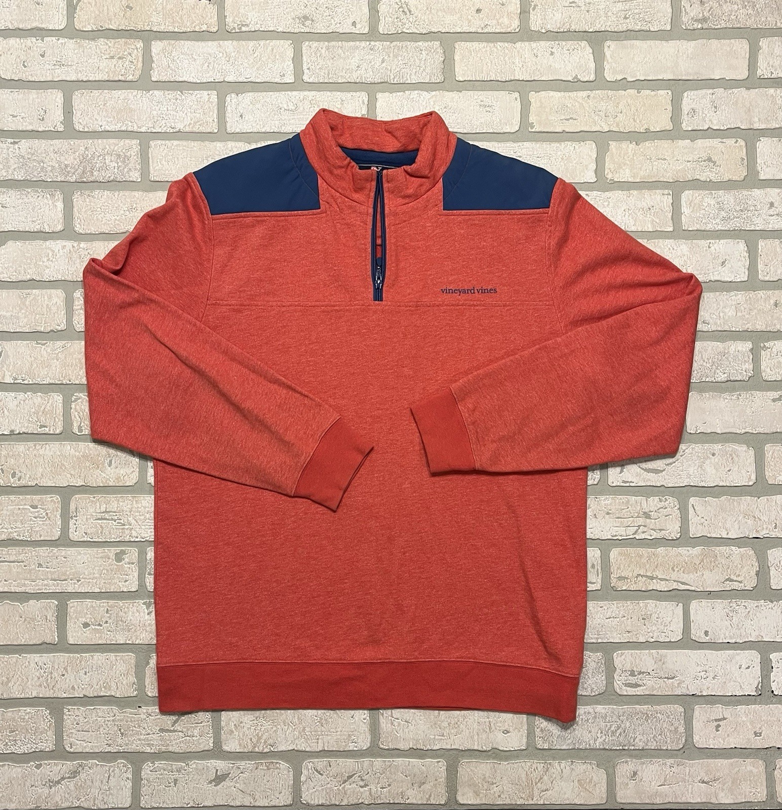 Vineyard Vines Shirt Mens L Salmon 1/4 Zip Pullover Cotton Golf Casual