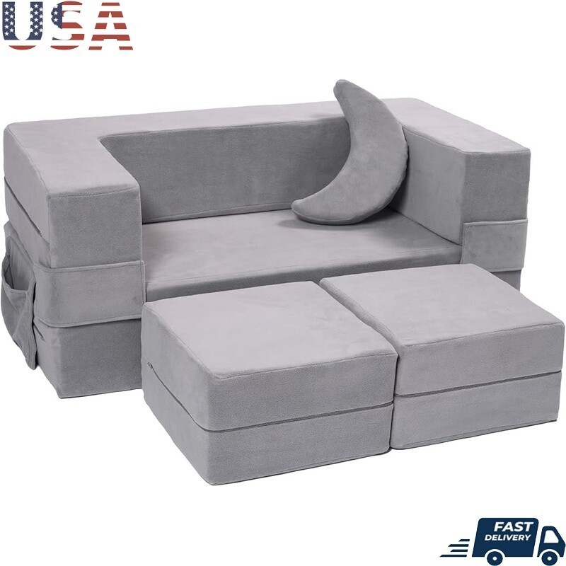Modular Kids Sofa Convertible Plush Couch Foam Armchair Toddler Play Set New
