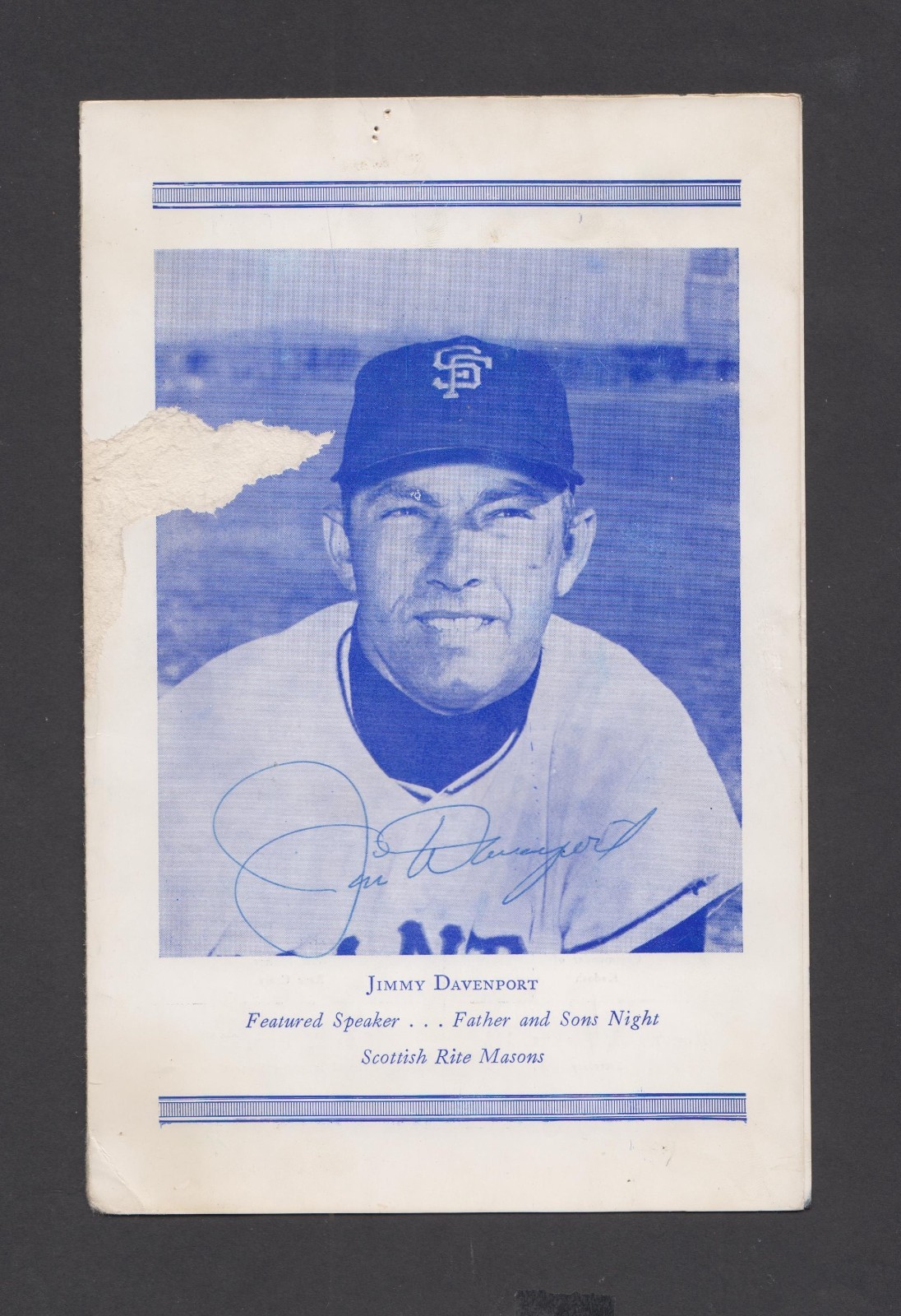 1968 Jimmy Davenport Father/Son Scottish Mason SIGN Program San Francisco Giants