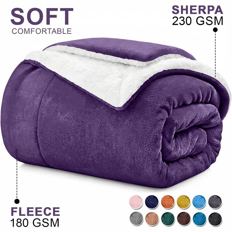 King Size Sherpa Fleece Blanket Ultra Soft Comforter Reversible for Bed Couch